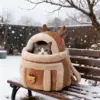Cat Carrying Bag Pet Plush Elk Shape Backpack Winter Puppy Outgoing Backpack For Travel Hiking Outdoor Camping Indoor