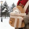 Cat Carrying Bag Pet Plush Elk Shape Backpack Winter Puppy Outgoing Backpack For Travel Hiking Outdoor Camping Indoor